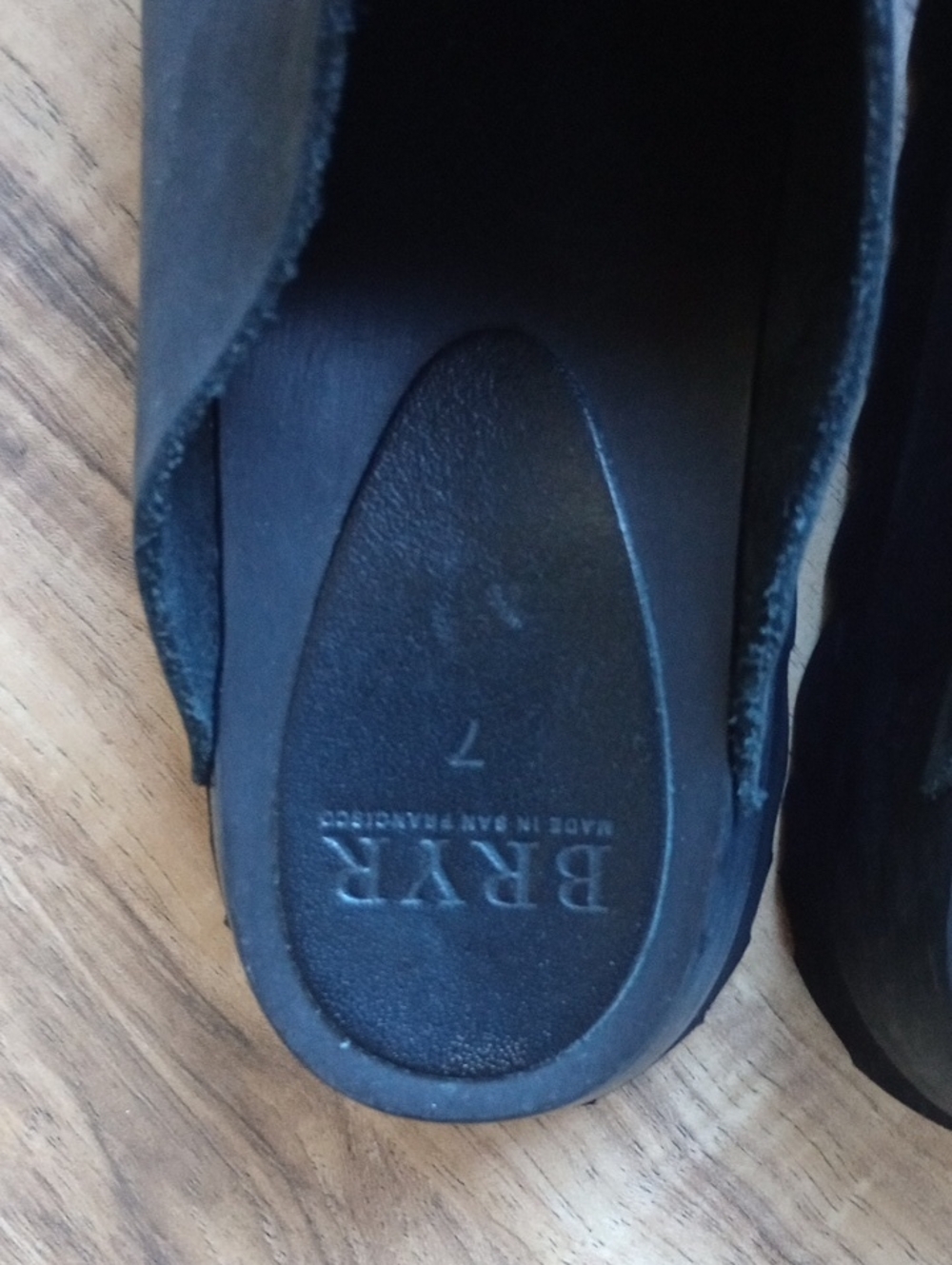 Bryr Clogs Mules Black Leather Chunky Minimalist Size 7 - Picture 4 of 9